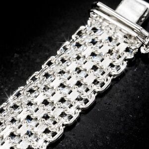 QVC sterling silver vintage diamond cut Bismark dome statement estate bracelet